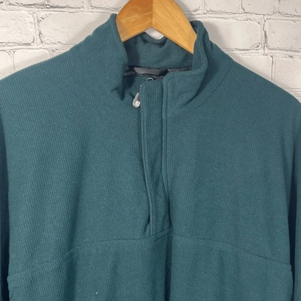 FootJoy DryJoys Mens Large Forest Green Ribbed Fleece 1/4 Zip Golf Pullover